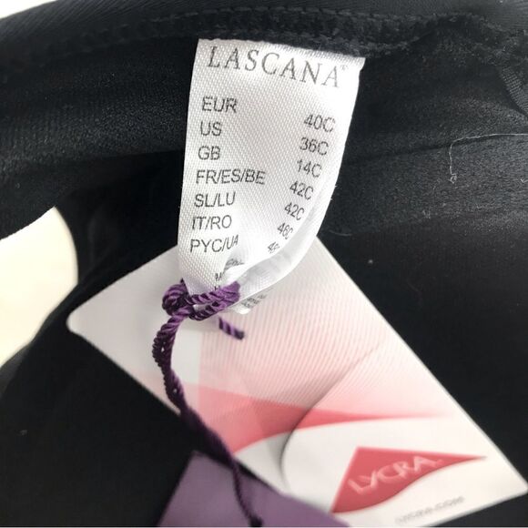 LASCANA New Black Sequin Convertible Swim Bikini / Bandeau Top - Picture 12 of 13